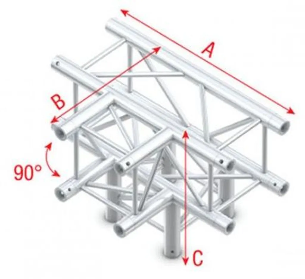 Milos Pro-30 Square G Truss QLU40 : Angle en T avec descente 4 voies