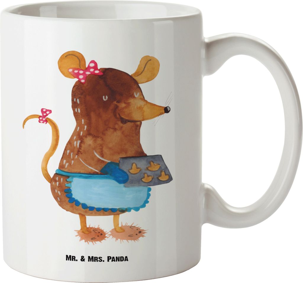 Mr. & Mrs. Panda tasse mit henkel Maus Kekse - Weiß - Geschenk, Heiligabend, Riesenkaffeetasse, Pott, Haferl, Weihnachten, Winter, Weihnachtsbäck...