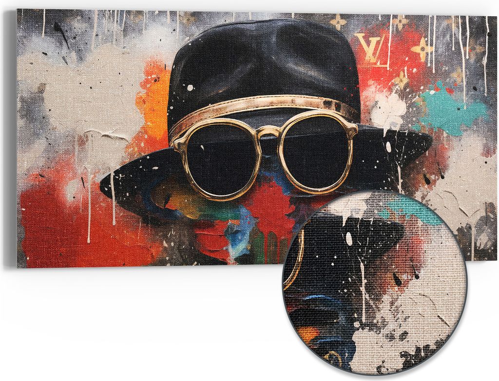 DEQOART Hybrid Leinwand Bild 60x30 cm 'Urbane Modefusion' Wandbild Glas flach modern