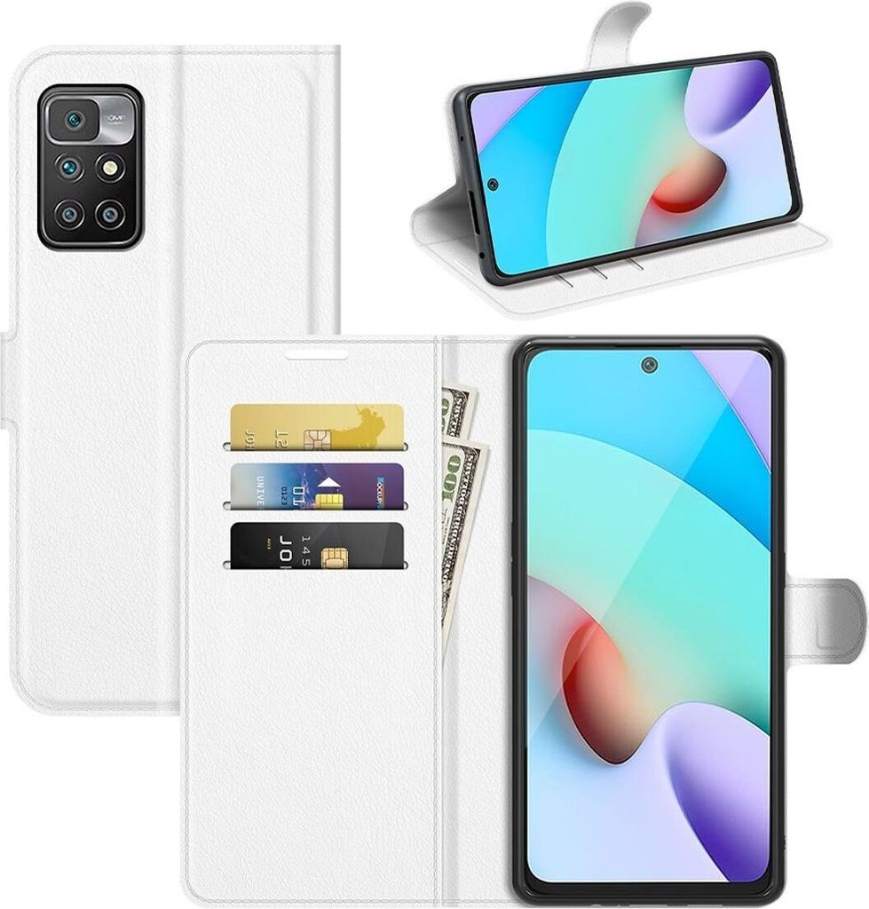 König Design Hülle kompatibel mit Xiaomi Redmi 10 Kunstleder Handyhülle - Handy Case Weiß