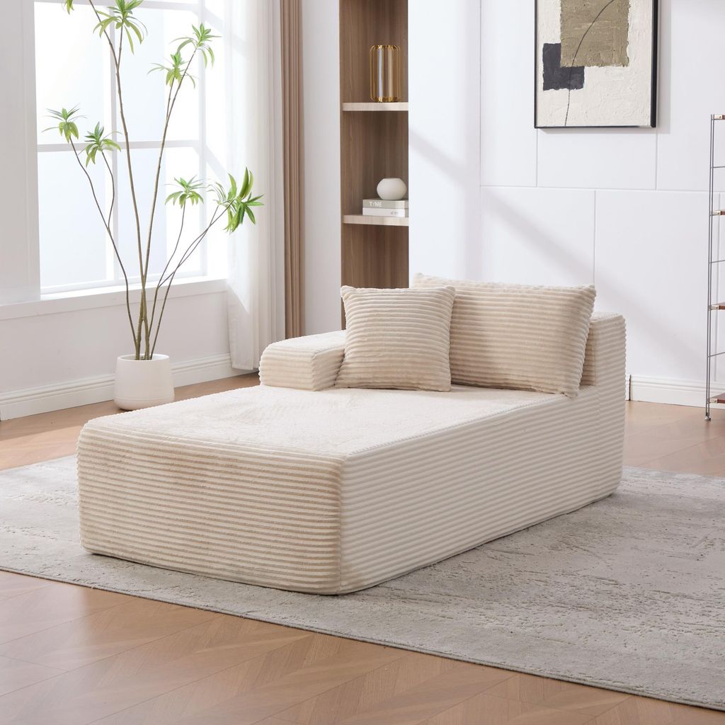 okwish Wohnzimmersofa Einzelsitz mit Kissen und linker Armlehne, Loungesofa mit rutschfestem Boden, Chenille-Stoff Schlafsofa für Wohnzimmer in El...