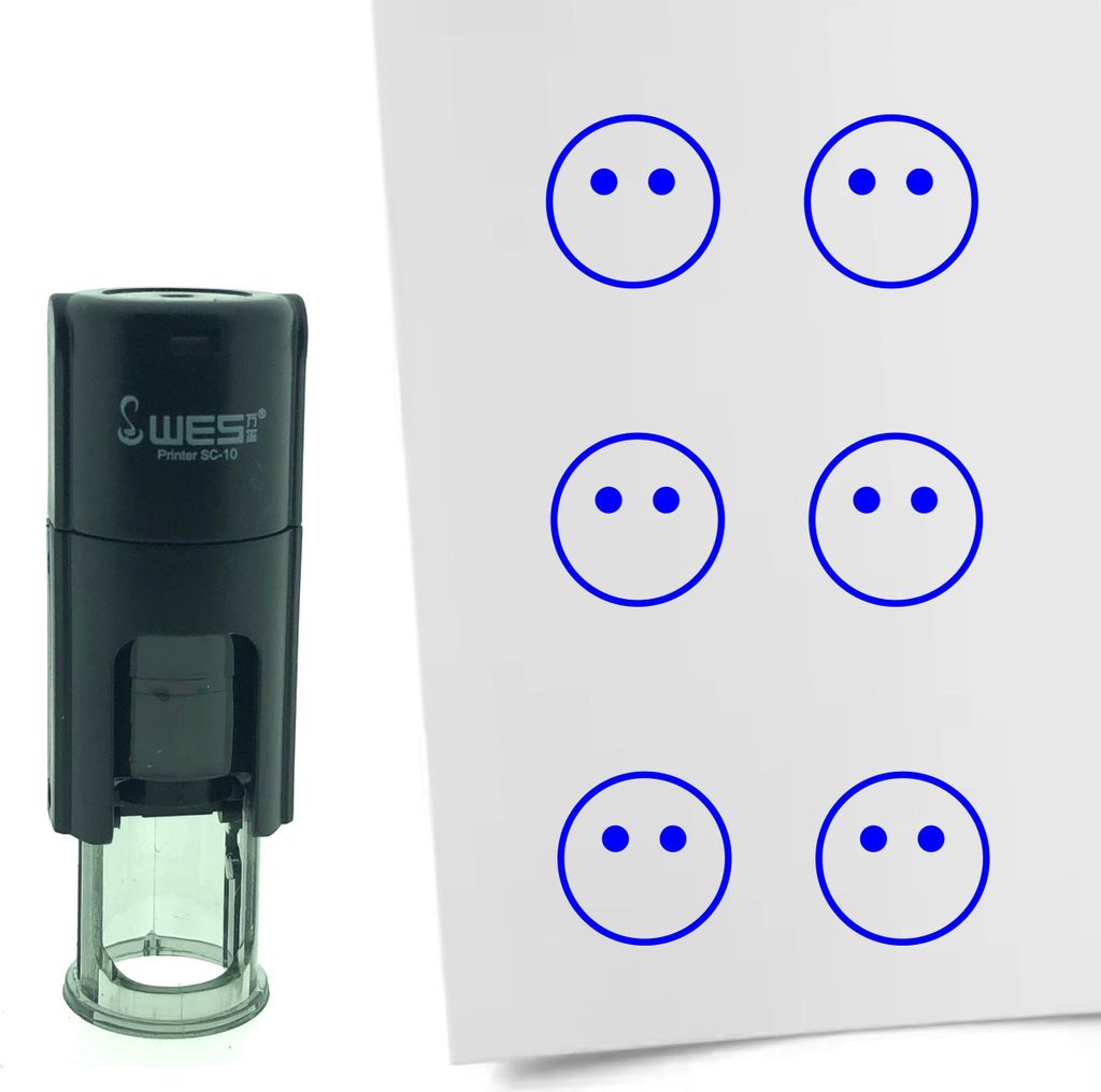 CombiCraft Selbstfärbender Stempel 'Schweigender Smiley' in der Farbe Blau, Ø10mm