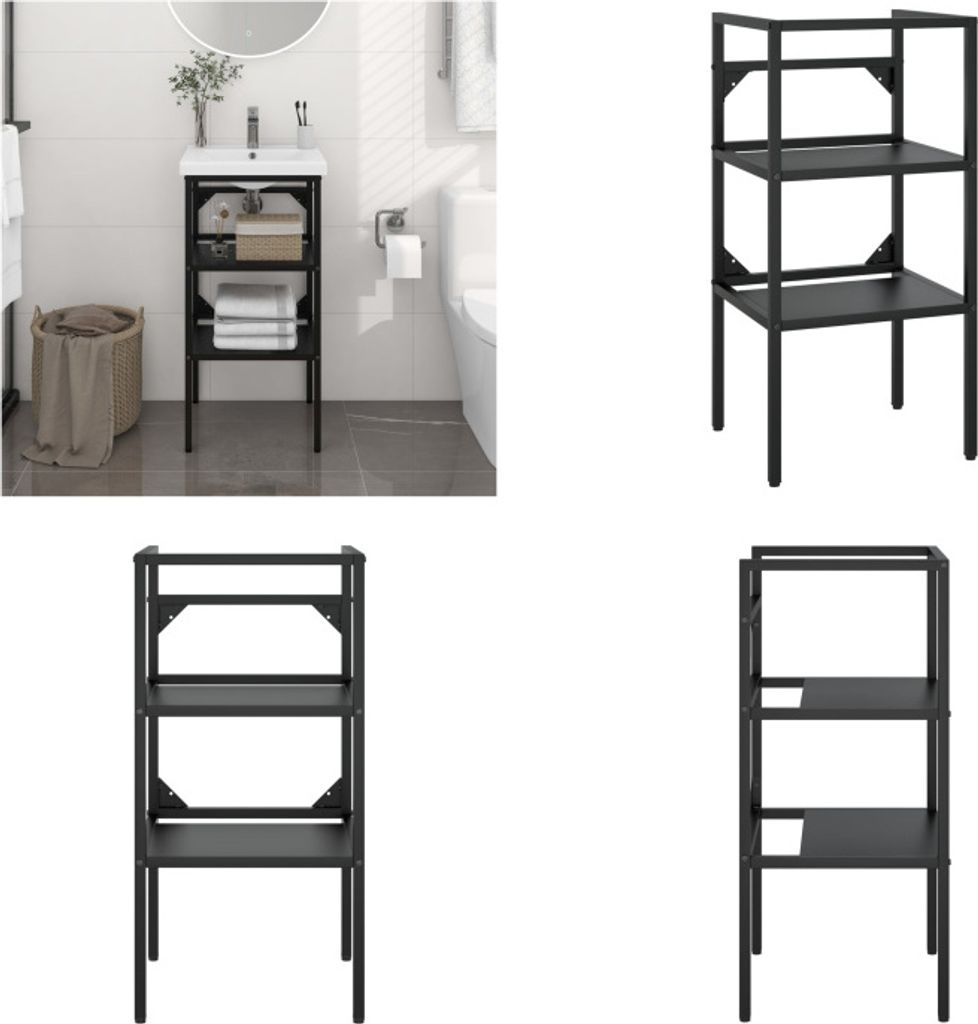 vidaXL Badezimmer Waschtischgestell Schwarz 40x38x83 cm Eisen - Waschtischgestell - Waschtischgestelle - Waschtischrahmen - Waschtischständer