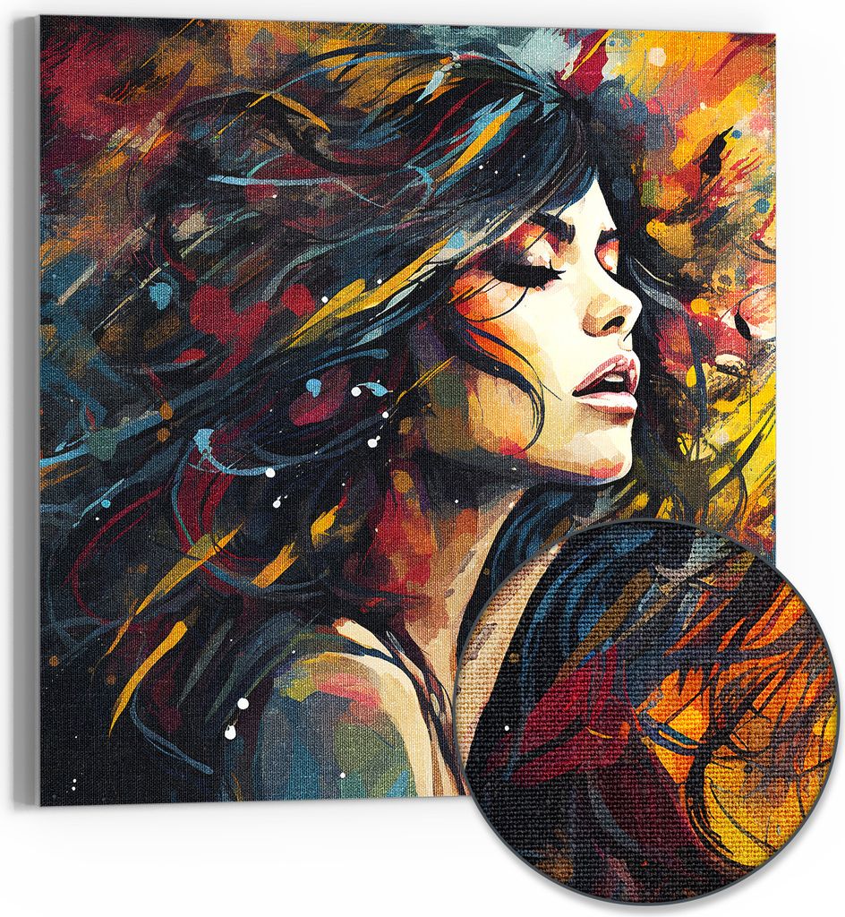DEQOART Hybrid Leinwand Bild 50x50 cm 'Emotionsfarbenspiel' Wandbild Glas flach modern
