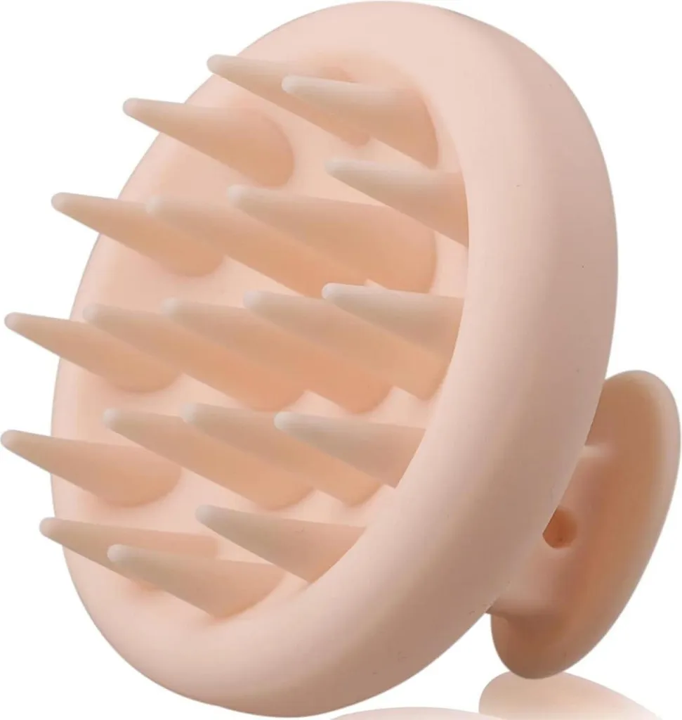 Brosse de massage cuir chevelu beige exfoliation et soin des cheveux
