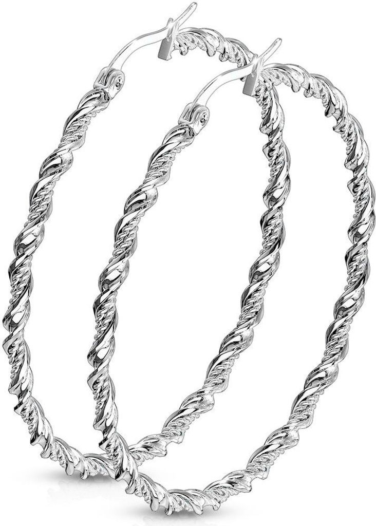 Creolen Edelstahl Damen Kreolen Gedreht Ohrstecker Ohrringe Autiga silber 30 mm