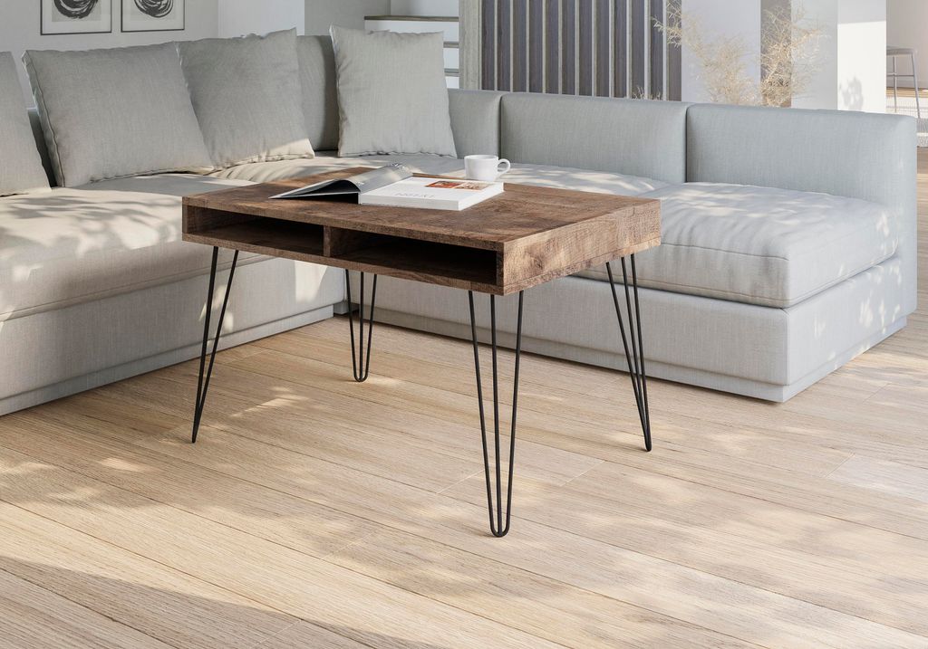 PROROOM FURNITURE Mae | Couchtisch Holzoptik | Wohnzimmertisch 90x60 cm Höhe 55 cm – Sofatisch für Wohnzimmer | Coffee Table | Moderner Beistel...