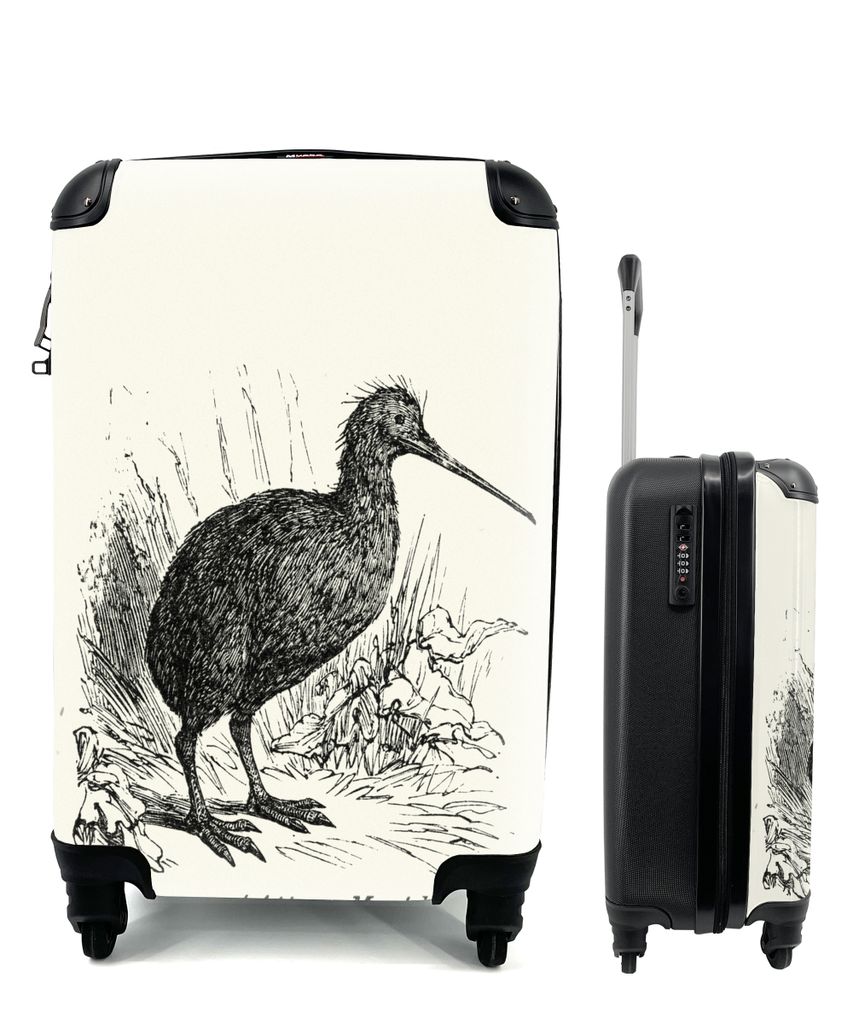 MuchoWow Koffer Handgepäck Trolley Rollkoffer Kleine Reisekoffer mit 4 Rollen - Illustration eines Kiwi-Vogels in Neuseeland - Cabin Size < 55x4...
