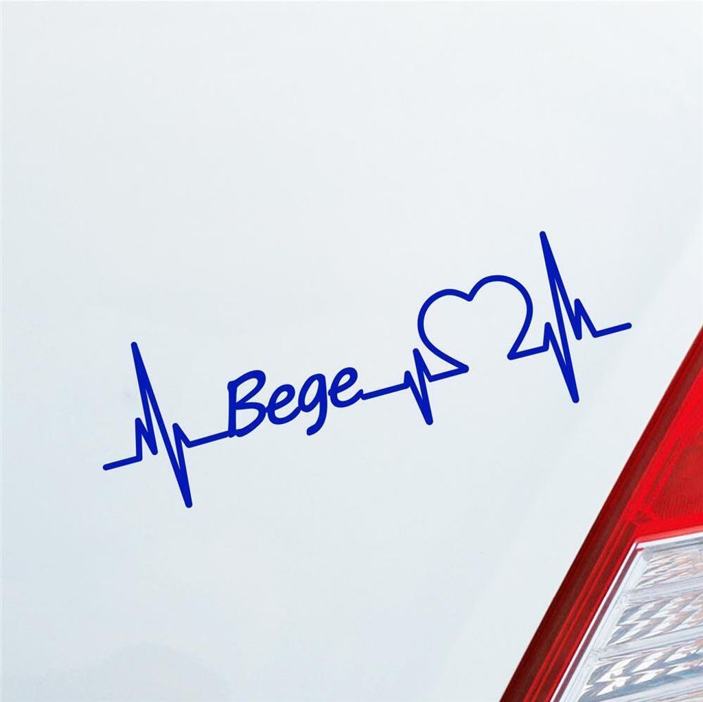 Auto Aufkleber Bege Herz Puls Stadt City Liebe Love Herzschlag Heimat 18x4 cm Dunkelblau Sticker Heckscheibenaufkleber