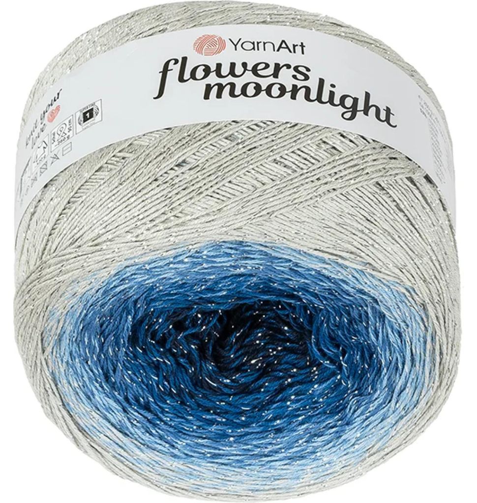 Garn „Flowers Moonlight“ – 260 g, 1000 m – Grau, Blau Produktbild 