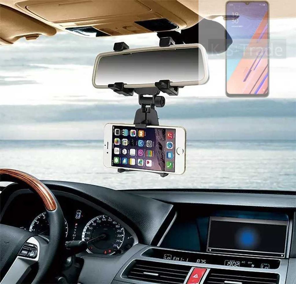 K-S-Trade Smartphone Halterung kompatibel mit Oppo Reno3 Vitality Edition Rückspiegel Halterung schwarz Auto Halterung KFZ Halter