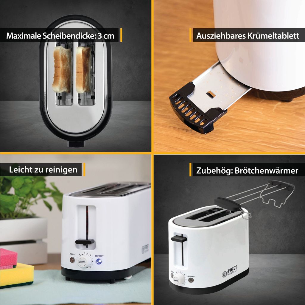 TZS First Austria Doppel Kurzschlitz Toaster, 2 Scheiben, Produktbild 8