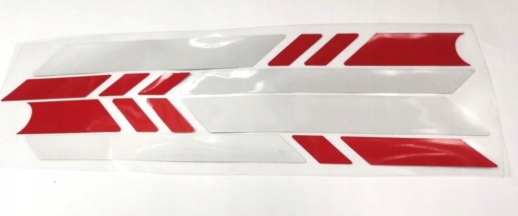 Reflektierende Aufkleber/ Sticker für das Chassis und die Lenkstange für Xiaomi M365 / M365 PRO / PRO 2 / 1S / Essential Rollers - Farbe Silber-Rot