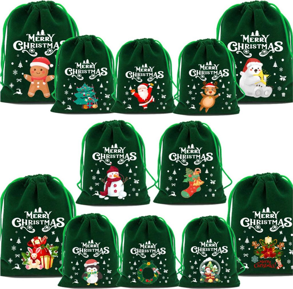 Rote Weihnachtsgeschenktüten mit Kordelzug, Stoffbeutel für kandierte Äpfel, Geschenktüten-Zubehör für die Schule