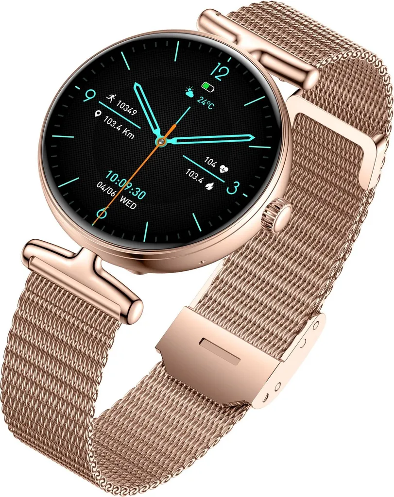 Montre Connectée Or avec Écran AMOLED Haute Résolution et Mode Sportif