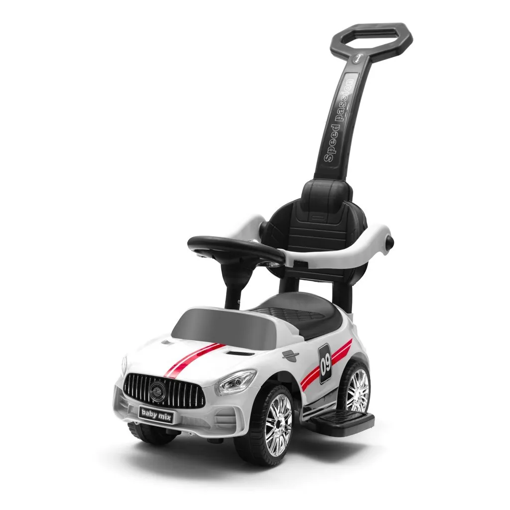 Tricycle blanc Baby Mix Racer avec effets sonores et canne de direction