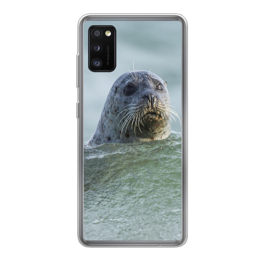 MuchoWow Handyhülle Schutzhülle Hülle für Samsung Galaxy A41 Nordsee - Seehund - Wasser Silikon Softcase Handy Hülle - Mobiltelefon