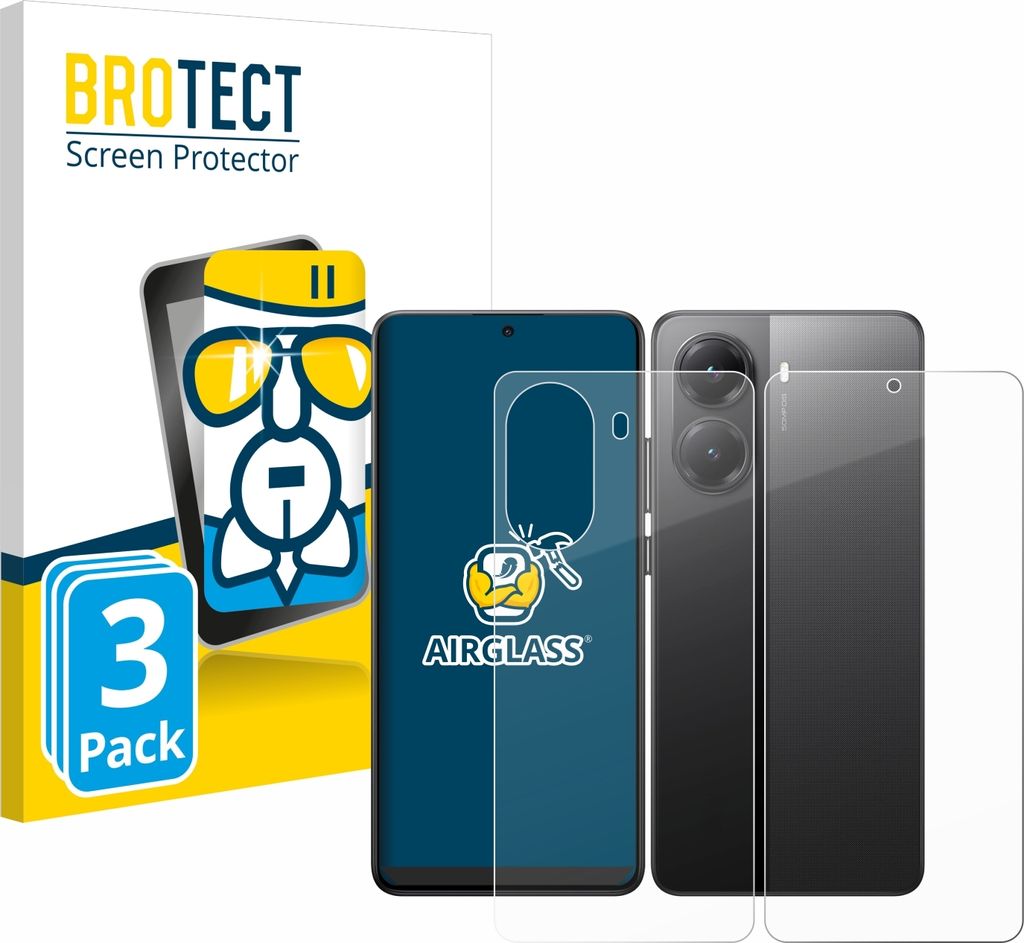 3x BROTECT Schutzglas für Xiaomi Poco X7 Pro (Display+Rückseite) Schutzfolie Panzer Folie Glas Display Schutz klar
