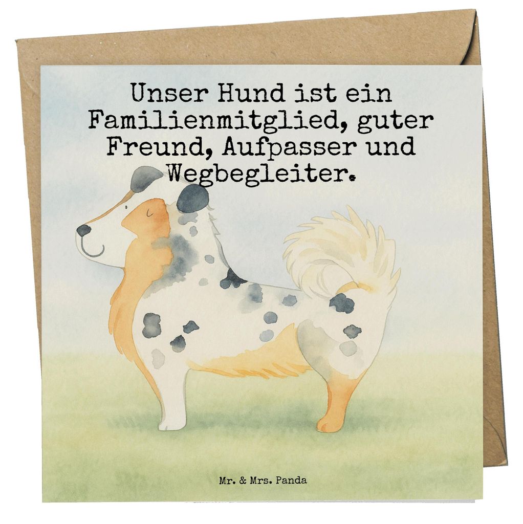 Mr. & Mrs. Panda Grußkarte Hund Australien Shepherd Design - Weiß - Geschenk, Familie, Sprüche, doppelkarte, faltkarte, Spruch, anlasskarte, Gl...