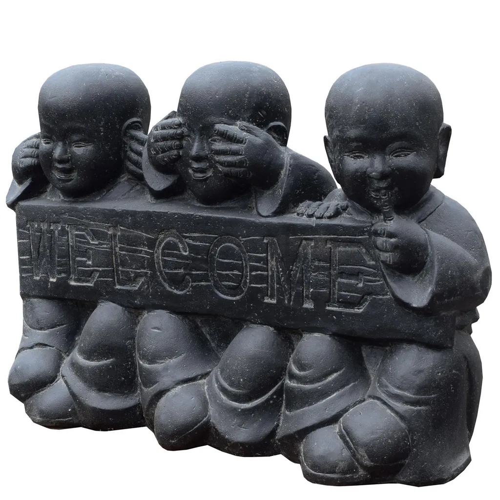 Trio Moines Shaolin Dhanbad 87cm - Décoration Zen zen pour Salon