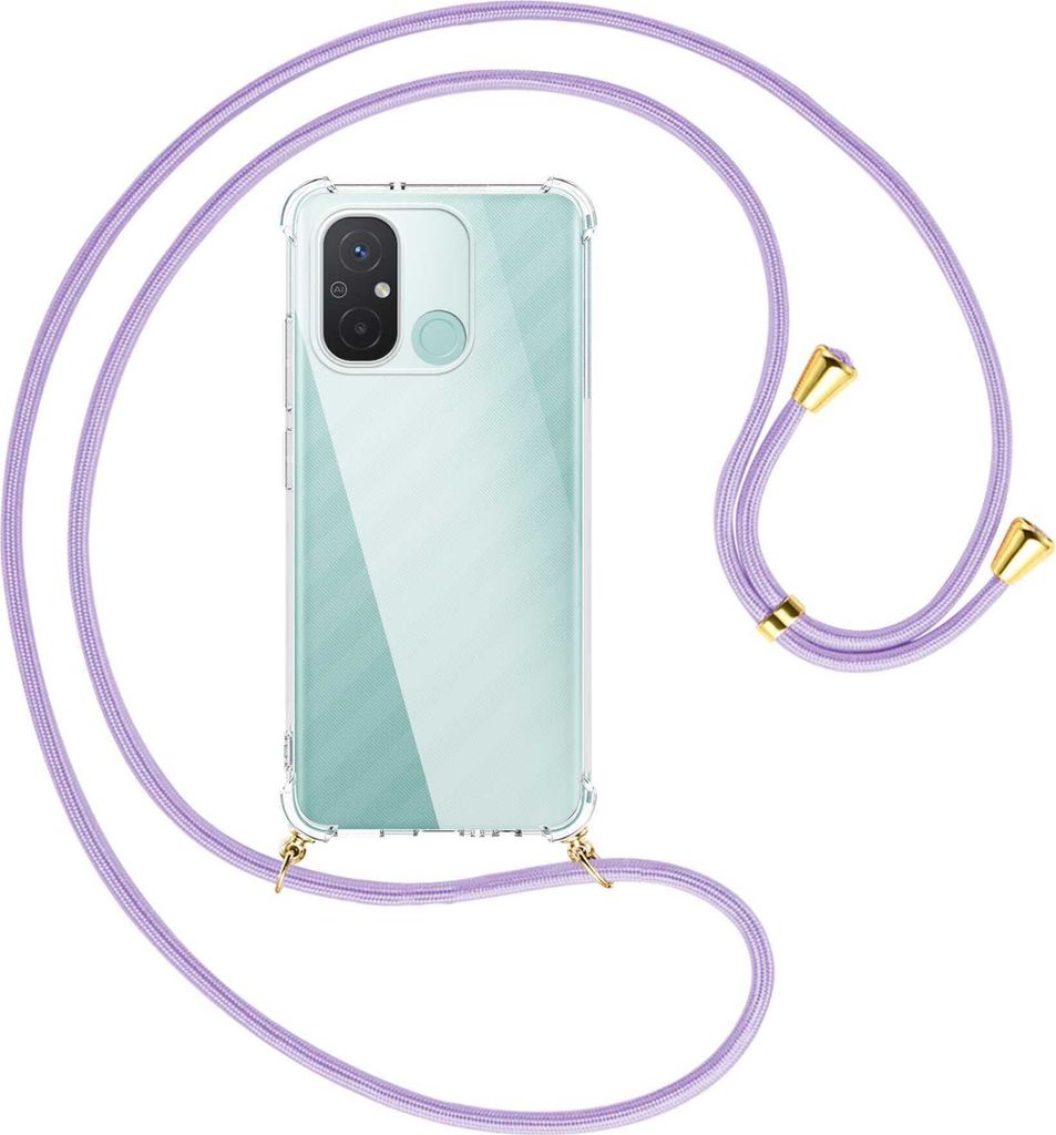 Handykette Backcover-Schutzhülle mit Band (Metall goldfarben) für Xiaomi Redmi 12C (6.71'') - violett