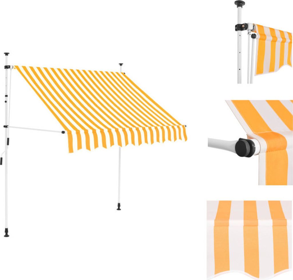 vidaXL Einziehbare Markise Handbetrieben 200 cm Orange/Weiß Gestreift - Markisen