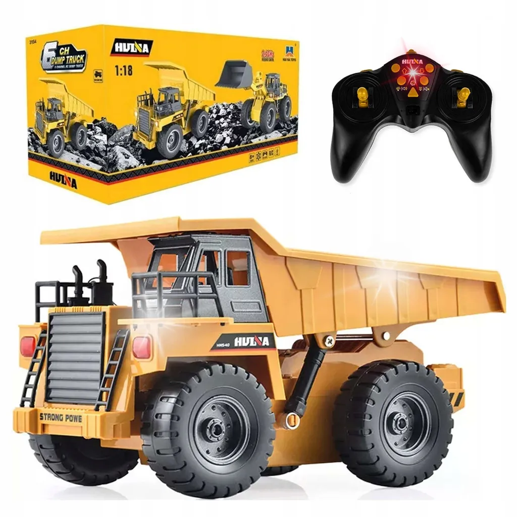 Camion benne télécommandé 4x4 tout-terrain avec sons et lumières LED