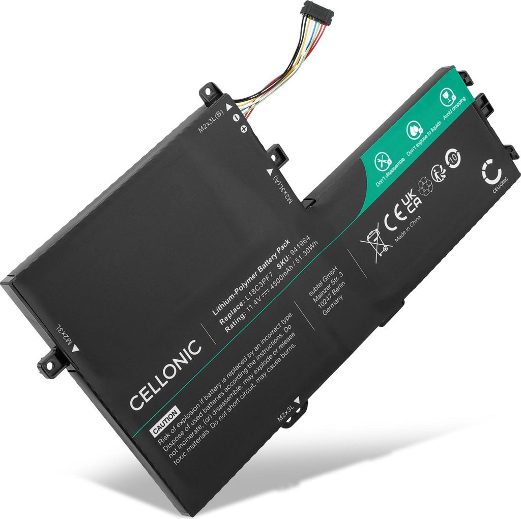 CELLONIC 1x Akku für Notebook Kompatibel mit Lenovo IdeaPad S340-14, IdeaPad S340-15, IdeaPad C340-15, L18C3PF7 - (4500mAh, 11.4V)