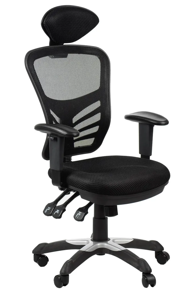 Chaise de bureau pivotante HG-0001H ergonomique noire en nylon robuste
