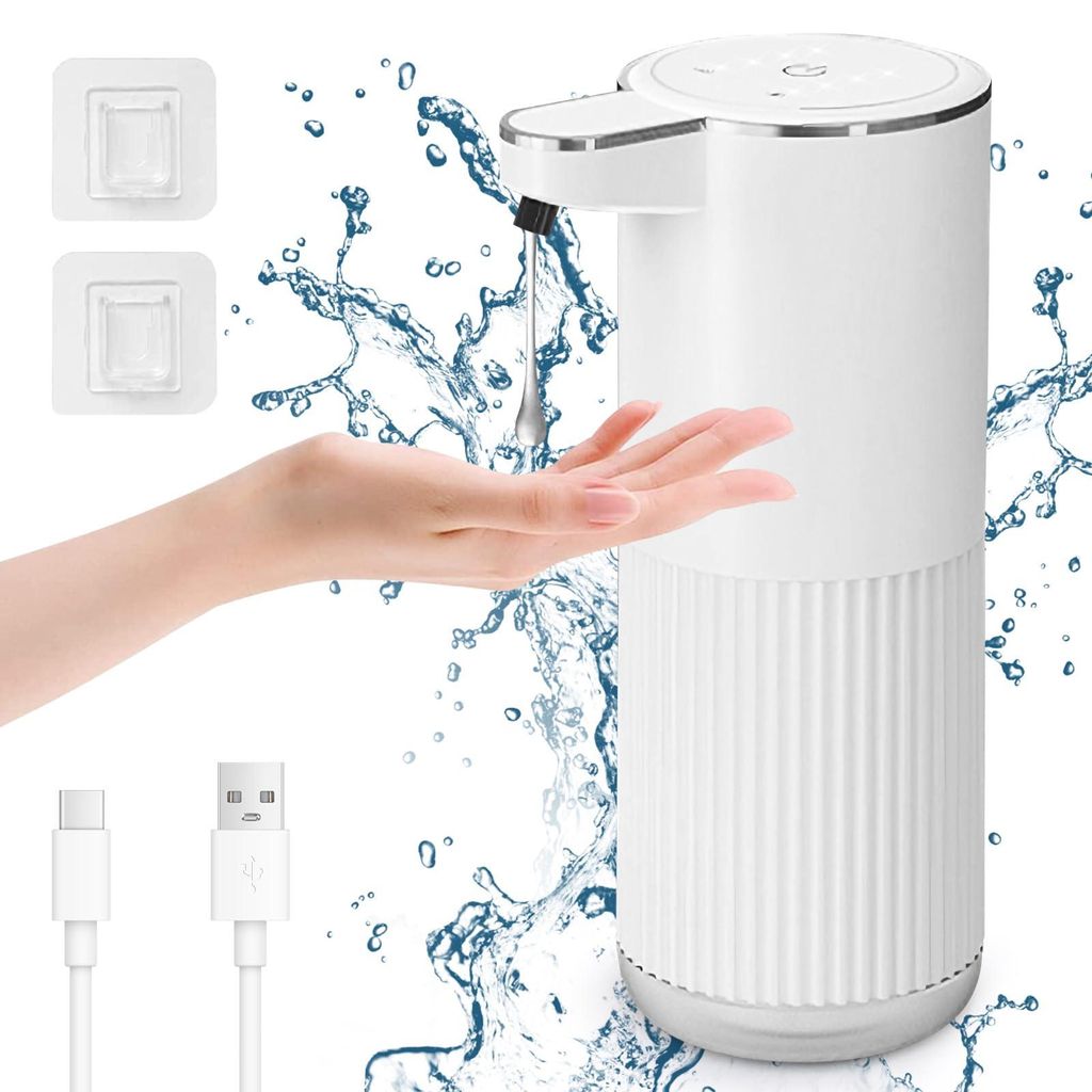 Automatischer Flüssigseifenspender, 400 ml, elektrischer Seifenspender mit Sensor, Batterieanzeige, 4-fach einstellbarer Flüssigkeitsmenge, Wandm...