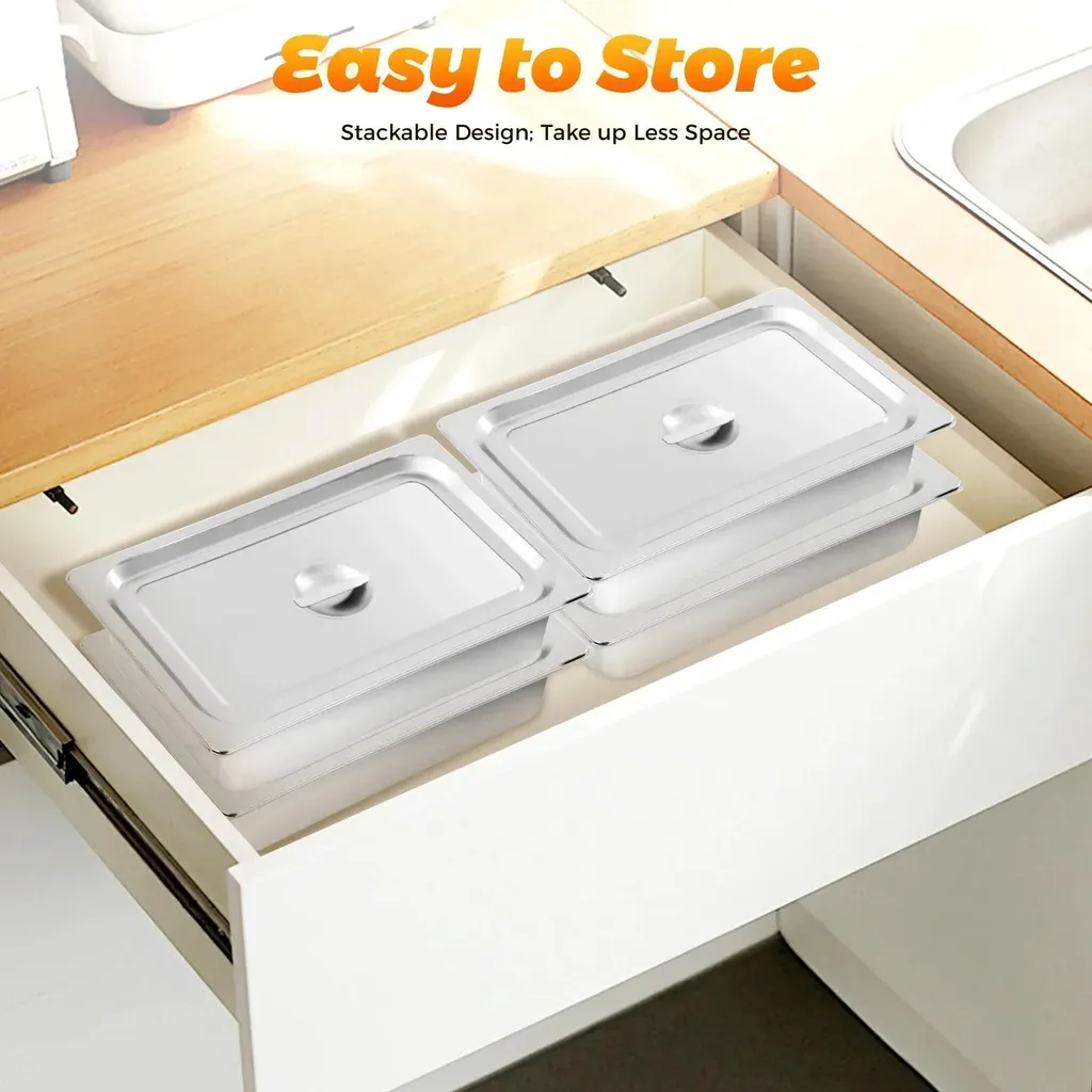 Bac gastro inox anti-dessèchement pour table chauffante - Set de 4