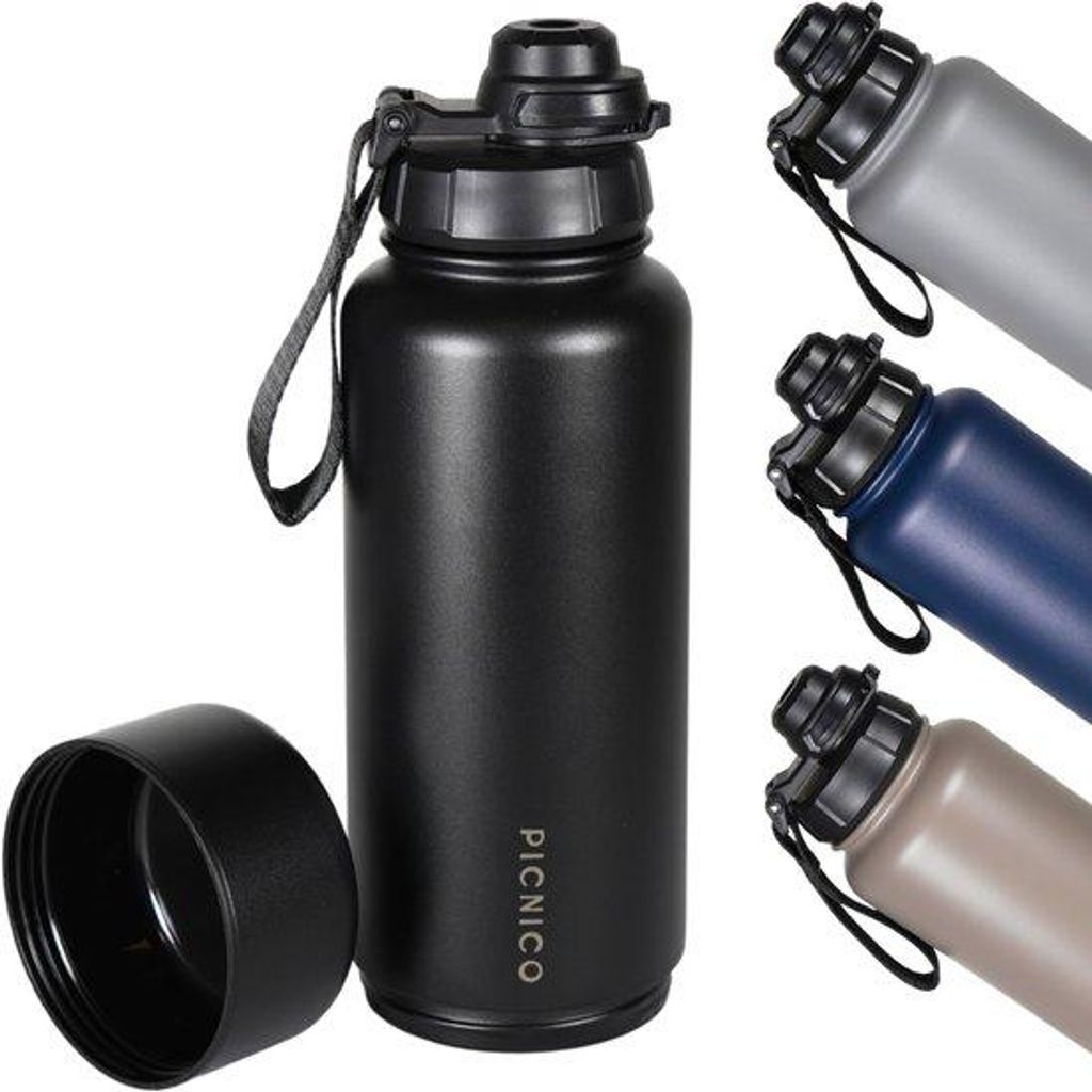 1L Edelstahl-Trinkflasche, lekvrij, BPA-frei, 24h kalt, 12h warm