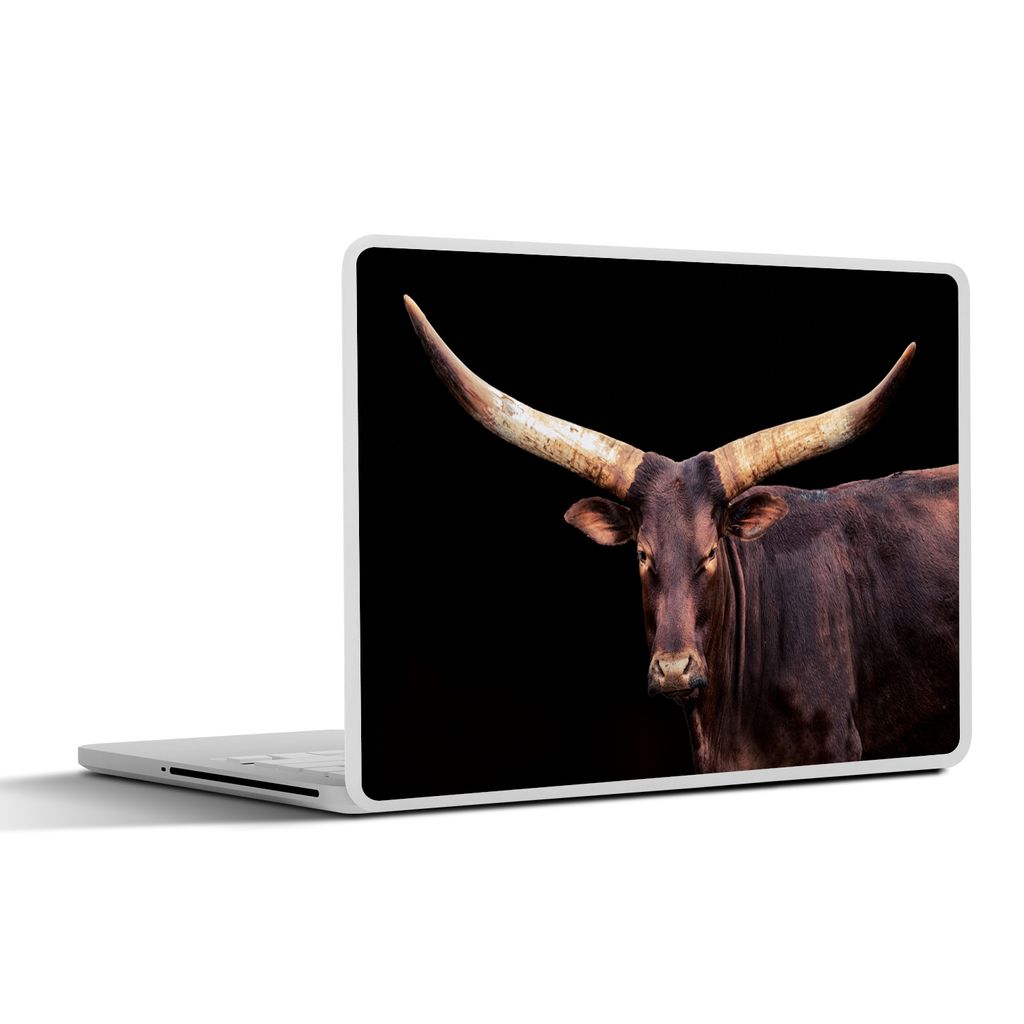 MuchoWow Laptop Aufkleber Sticker Cover Kuh - Watussi - Schwarz 36.5x27.5 cm - Laptop-Sticker