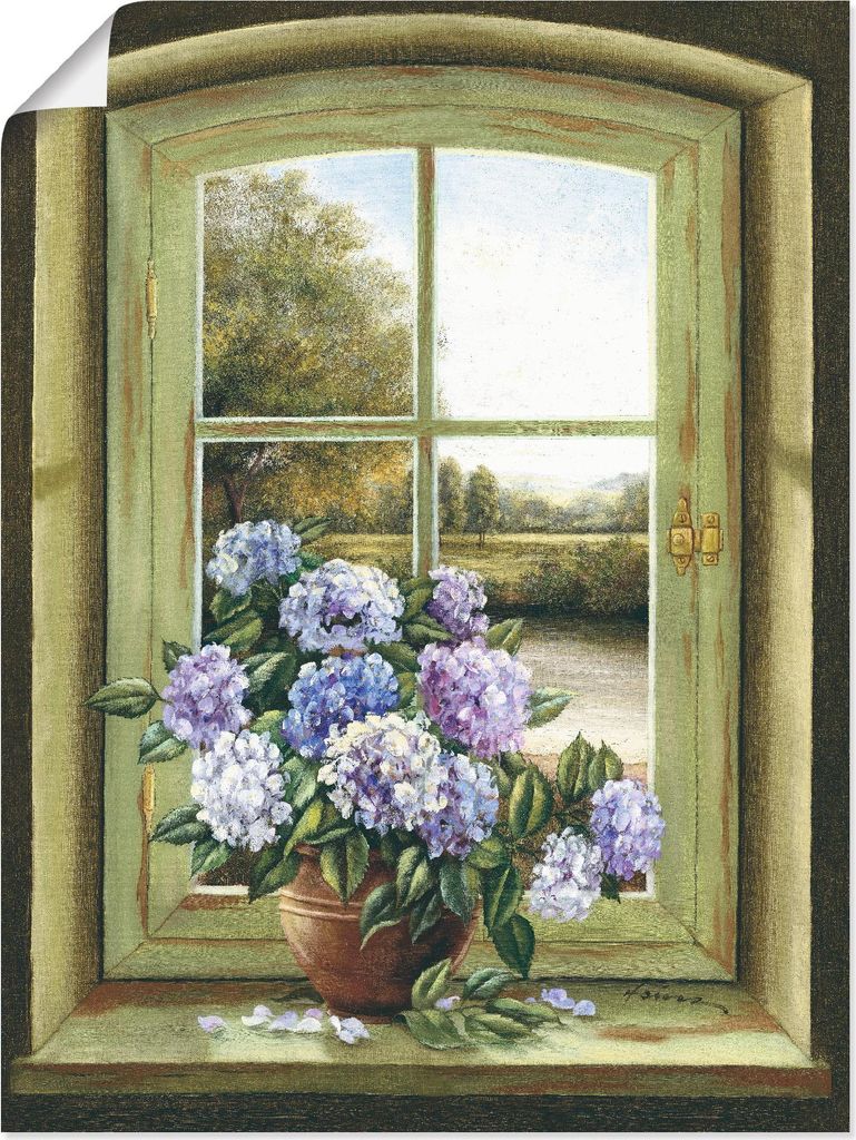 ARTland Poster Hortensien am Fenster Größe: 45x60 cm