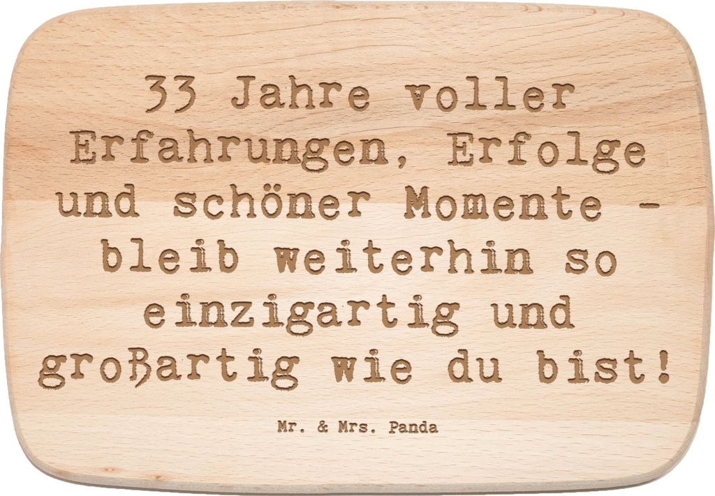 Mr. & Mrs. Panda Schneidebrett Holz Spruch 33. Geburtstag - Transparent - Geschenk, Alter, Holzbrett, einzigartig und großartig, Jahre voller Erfa...