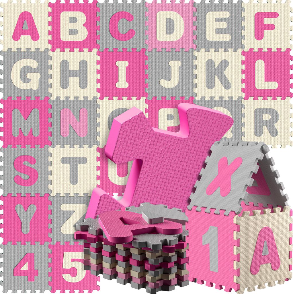 SPIELWERK Tapis Puzzle d'éveil et de jeu Rose - Dalles en Image du produit 