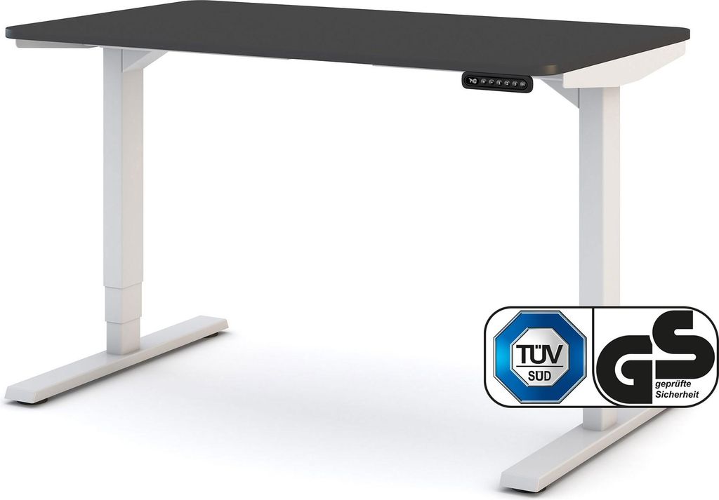 ASSMANN Elektrisch höhenverstellbarer Schreibtisch Y-Line Curved Anthrazit Weiß, 120x80cm, Memoryfunktion, 2-fach-Motorik