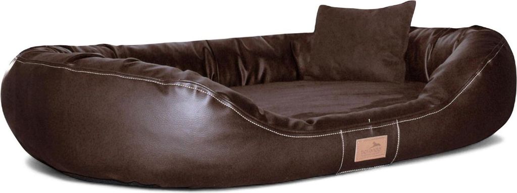 Orthopädisches Hundebett LENNART VIP VISCO PLUS Kunstleder und Velours - Größe: 100x85cm | Farbe: 01 Braun
