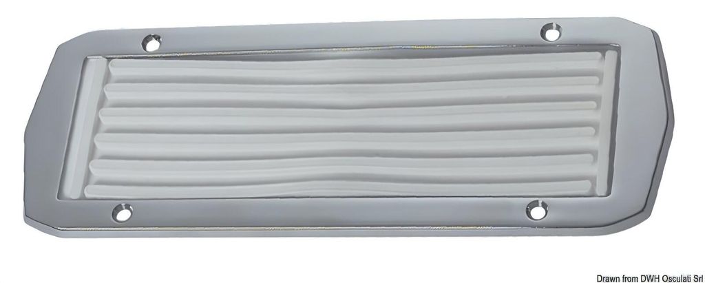 Anti-Rutsch Trittstufe mit geriffelter Gummieinlage & Trittplatte aus verchromten Messing, 280 x 80 mm, für Boote & Camper