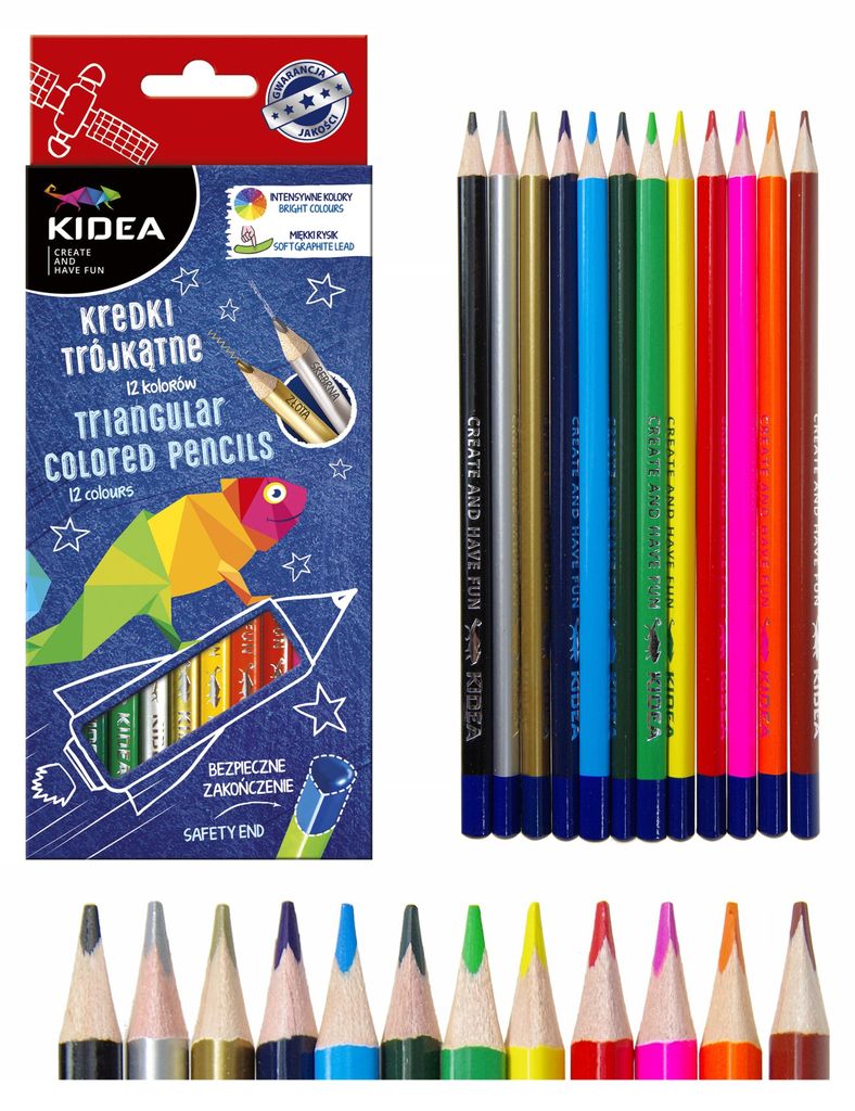 Matite triangolari 12 colori Kidea 2807 Immagine del prodotto 
