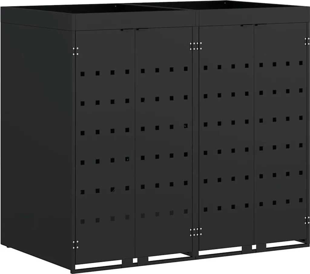 Cache-poubelle 2 bacs noir : fini les poubelles renversées par le vent