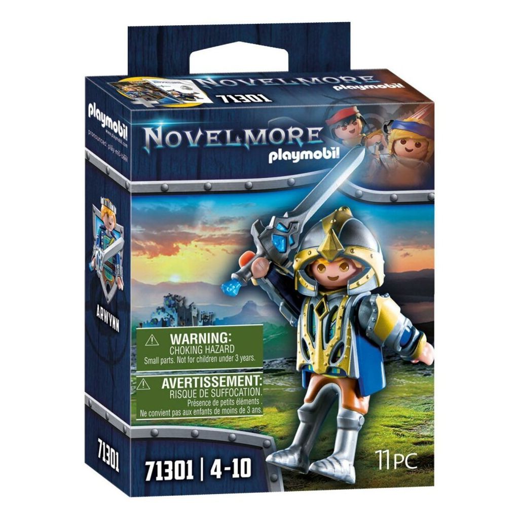 A Playmobil Novelmore toy box featuring a knight figure.