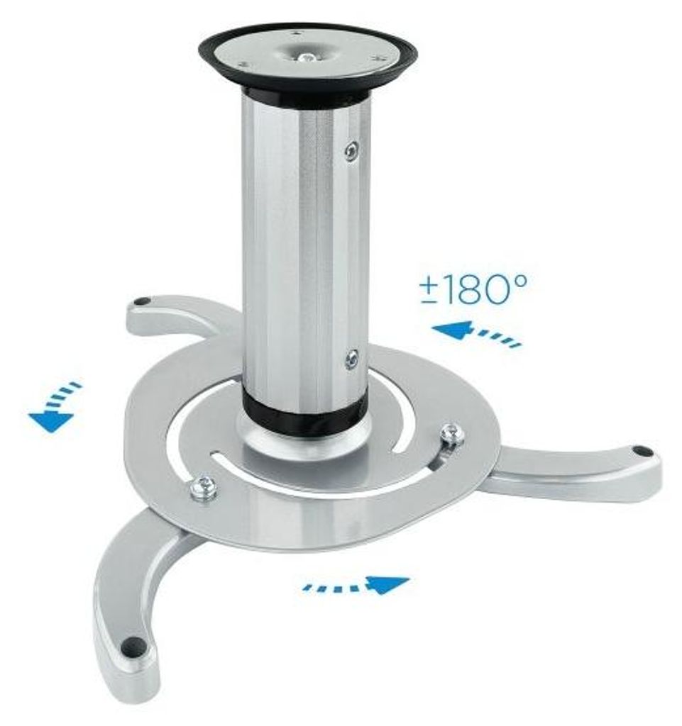 Tooq - Deckenhalterung für Projektor pj1010tn-s - drehbar, neigbar - 10kg - 360° - Deckenabstand 80-170mm - silber