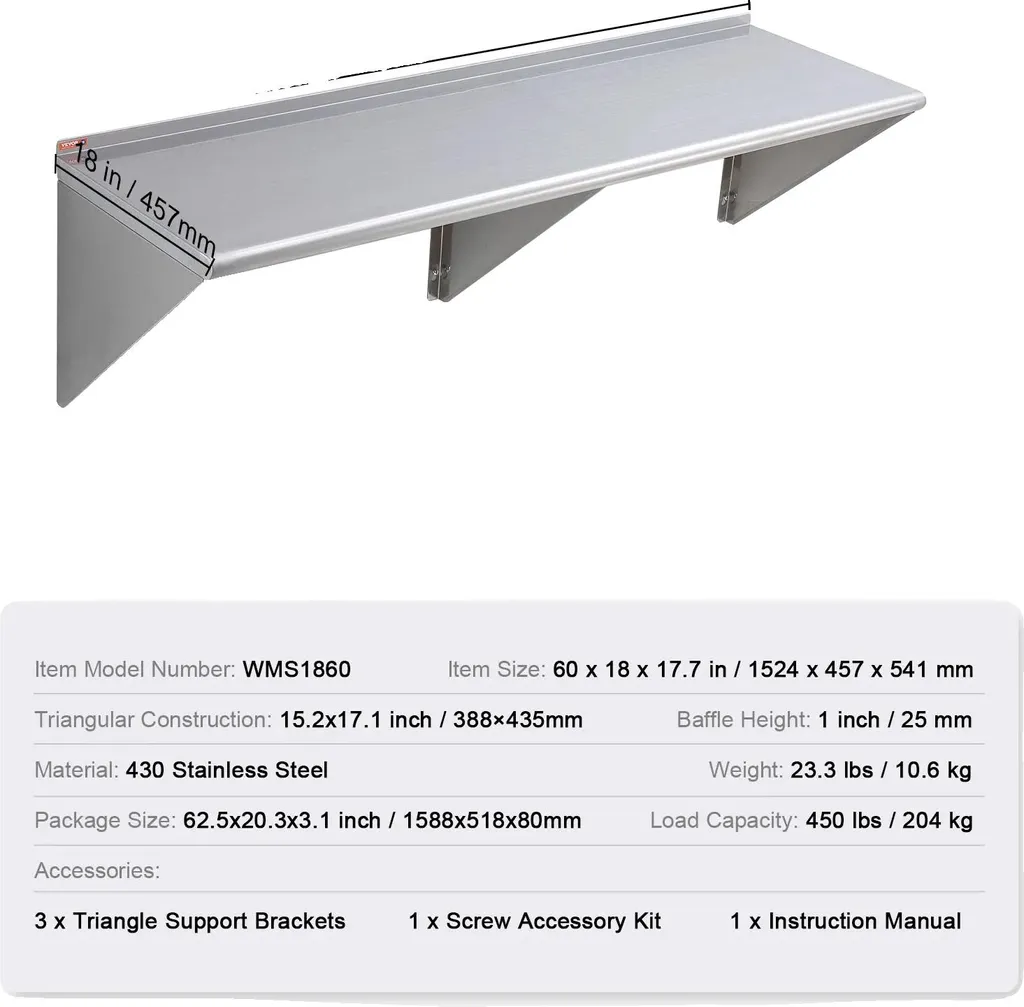 Étagère inox robuste 18 x 60 inch : finissez-en avec le désordre !