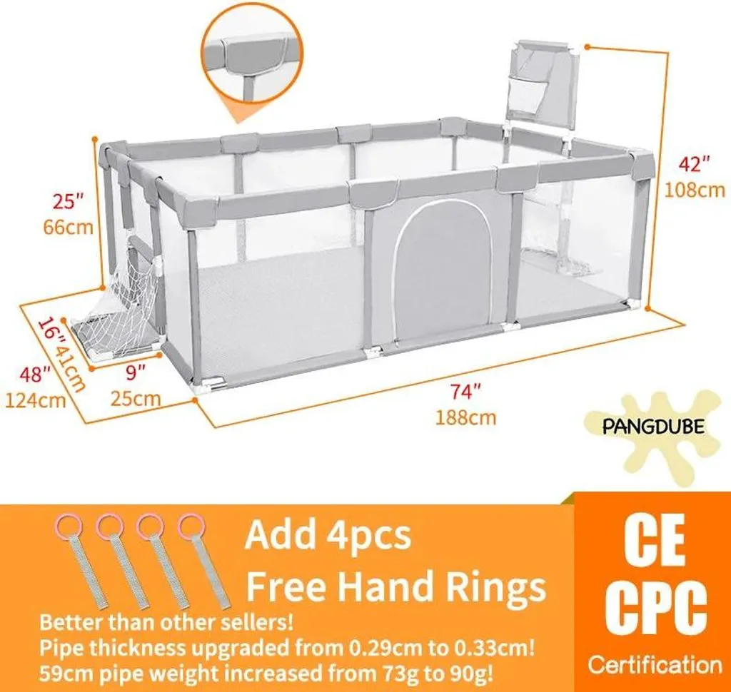 Parc bébé nomade gris avec renforts d'angle de sécurité type L - 2
