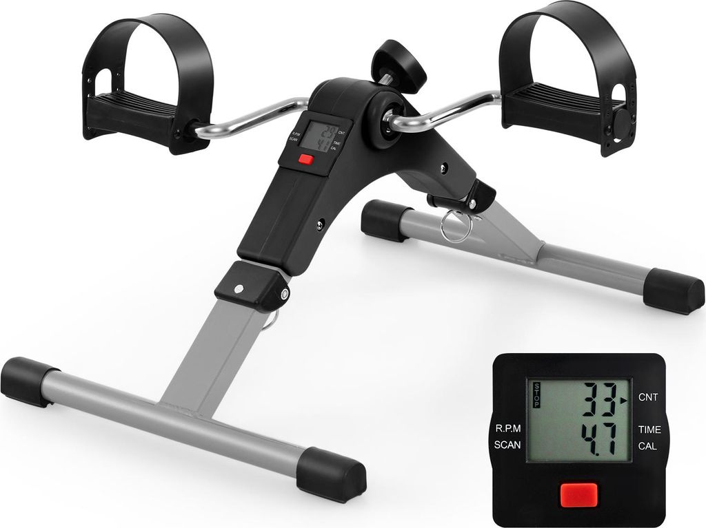 COSTWAY Pedaltrainer für senioren, Arm & Beintrainer mit Widerstand & LCD-Display, Mini Heimtrainer unter dem Schreibtisch, Bewegungstrainer
