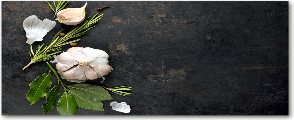 Tulup Küchenrückwand Spritzschutz aus Glas -125x50 -Spritzschutz auf gehärtetes Glas Deko Blumen & Pflanzen Knoblauch