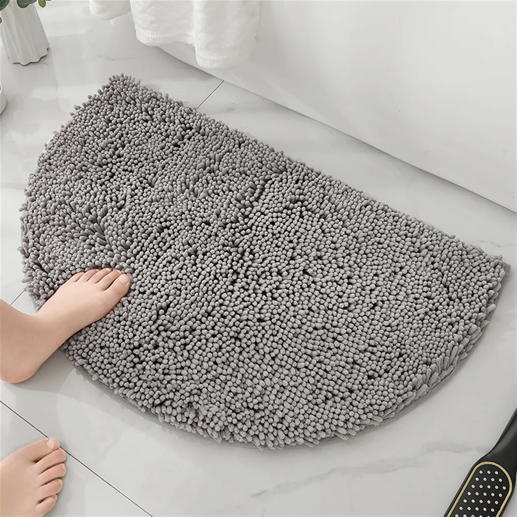 50x80 cm, Tappetino da bagno antiscivolo semicircolare, Tappetino da bagno super assorbente ad asciugatura rapida per bagno, vasca da bagno, cucina, colore: grigio chiaro