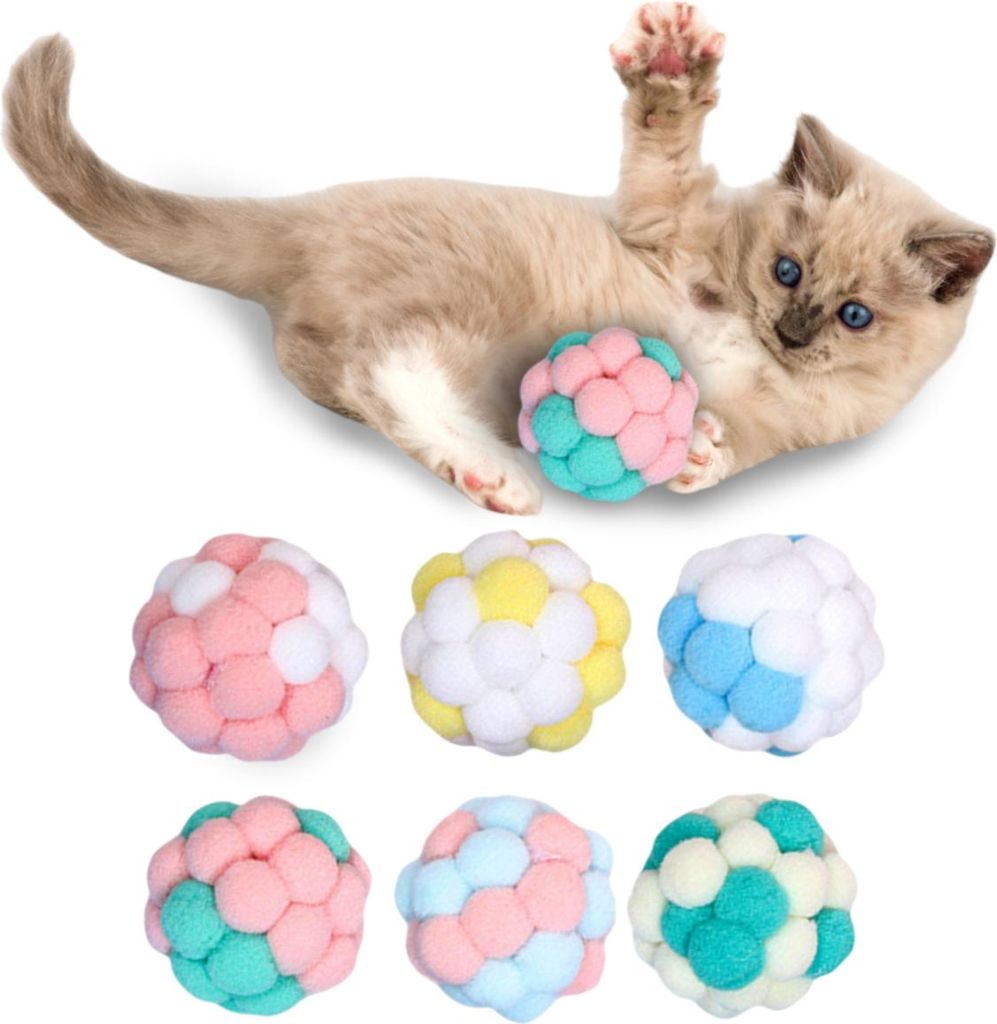 Plüschspielzeug für Katze, Ball, 4,6 cm - 6 Stk
