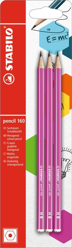 Bleistift - STABILO pencil 160 in pink - Härtegrad HB - 3er Pack